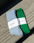 Bondoodle - Ribbed Sport Gym Crew Socks in Mist Blue - Hey Jude