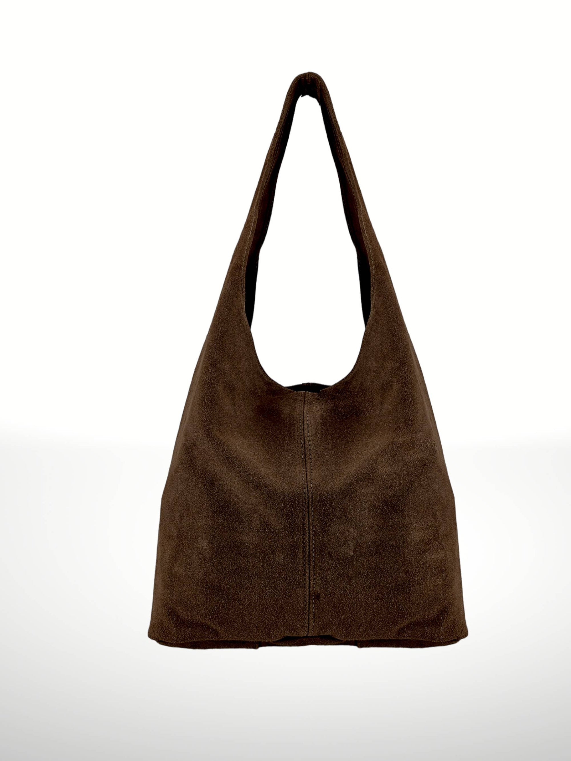 Suede Leather Shoulder Bag in Espresso - Hey Jude