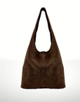 Suede Leather Shoulder Bag in Espresso - Hey Jude
