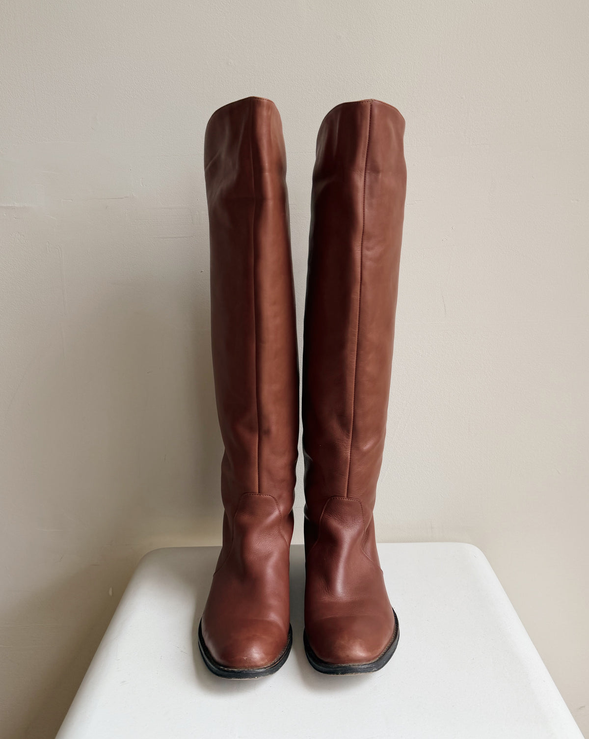 Coach Cognac Cheyenne Tall Leather Boots | Size 7