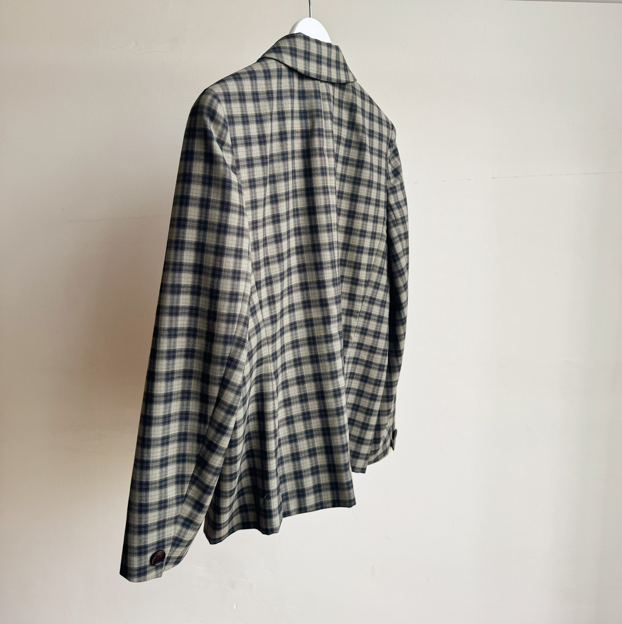 Muted Plaid Spread Collar Jacket - Hey Jude