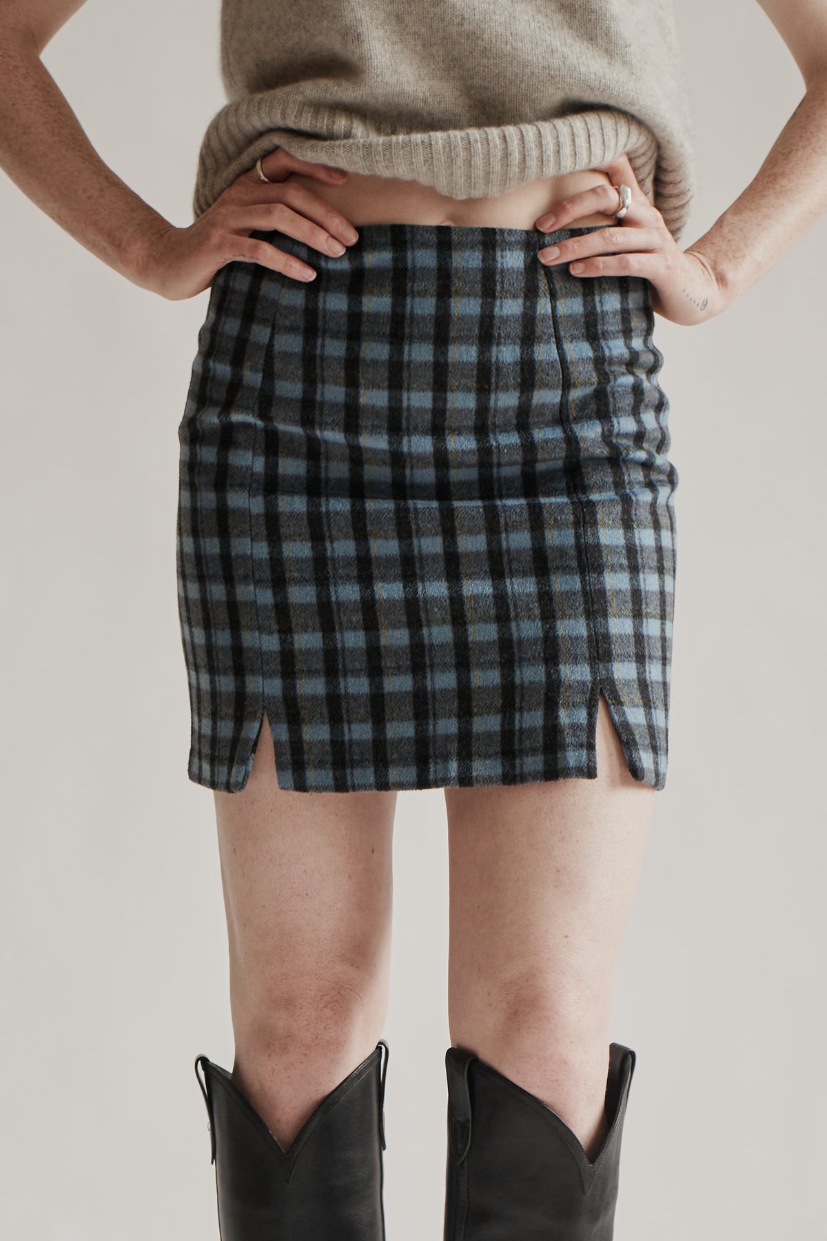 Lake Plaid Wool Mini Skirt