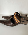 Mixed Brown Woven Leather Wedge Mule | Size 36 - Hey Jude