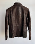 Carob Asymmetrical Zip Leather Jacket