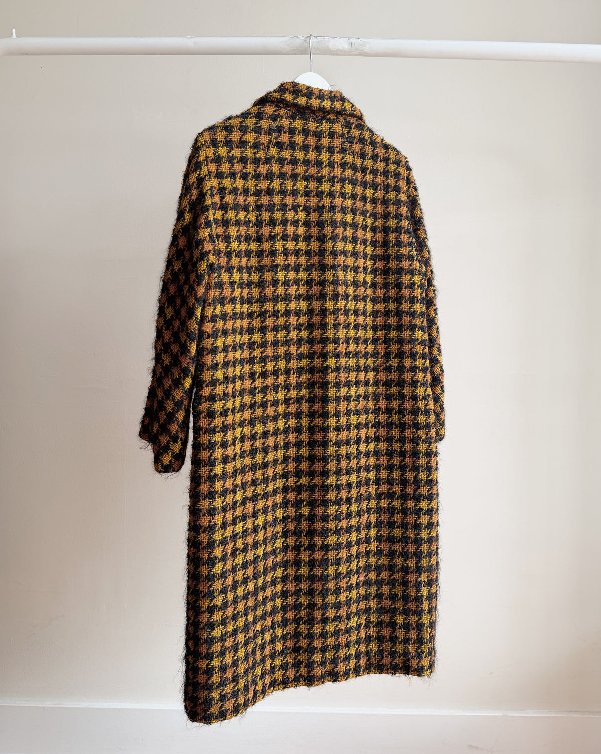 Black &amp; Mustard Houndstooth Wool Coat - Hey Jude