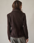 Espresso Wool Studded Collar Coat