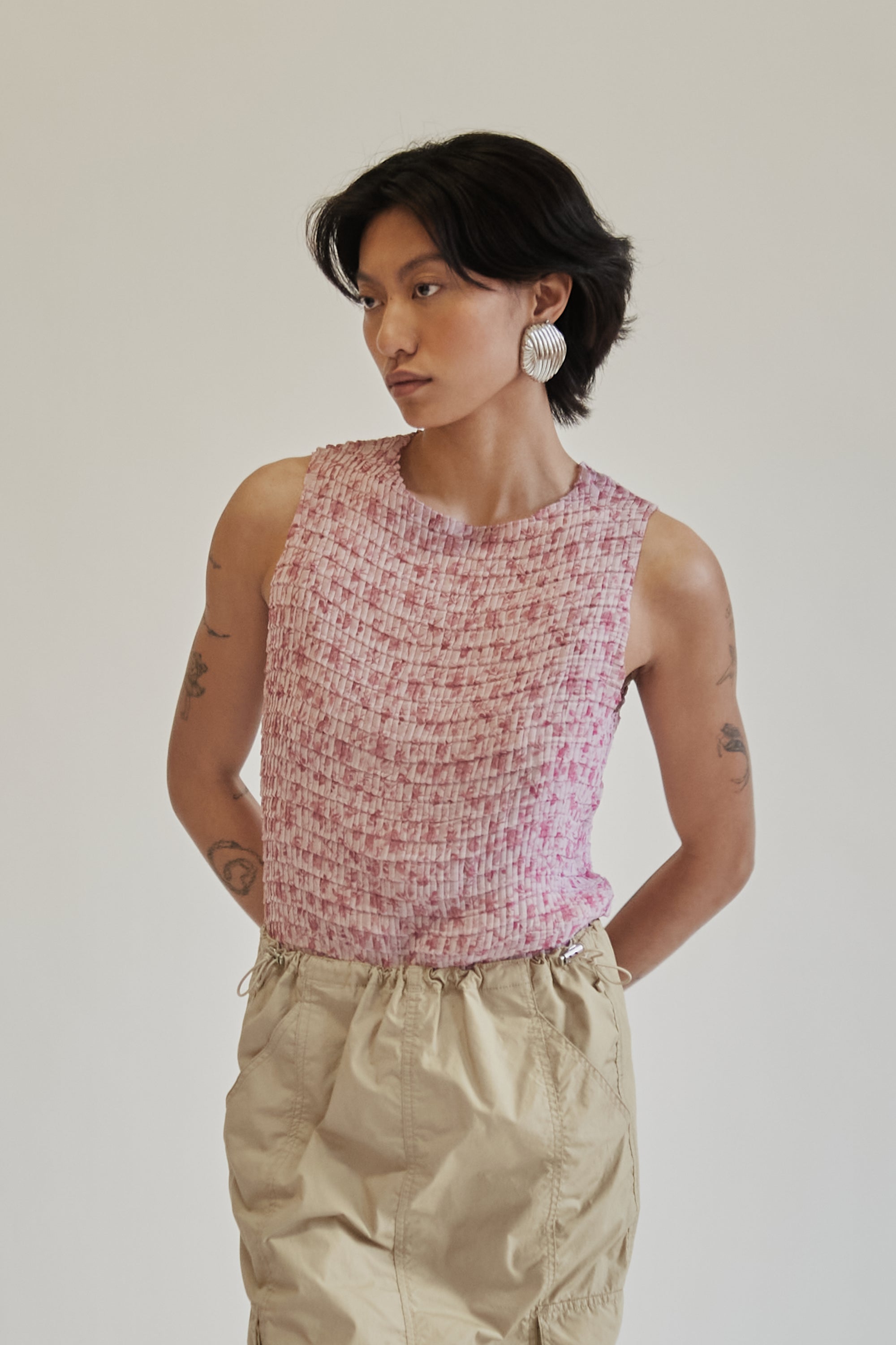 Sakura Textured Pleat Tank - Hey Jude