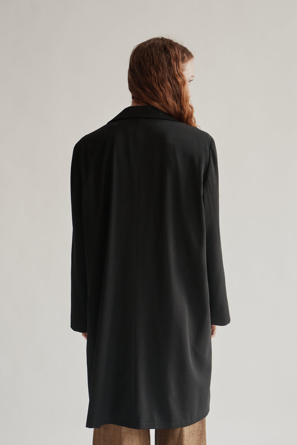 Black Long Minimalist Wool Jacket