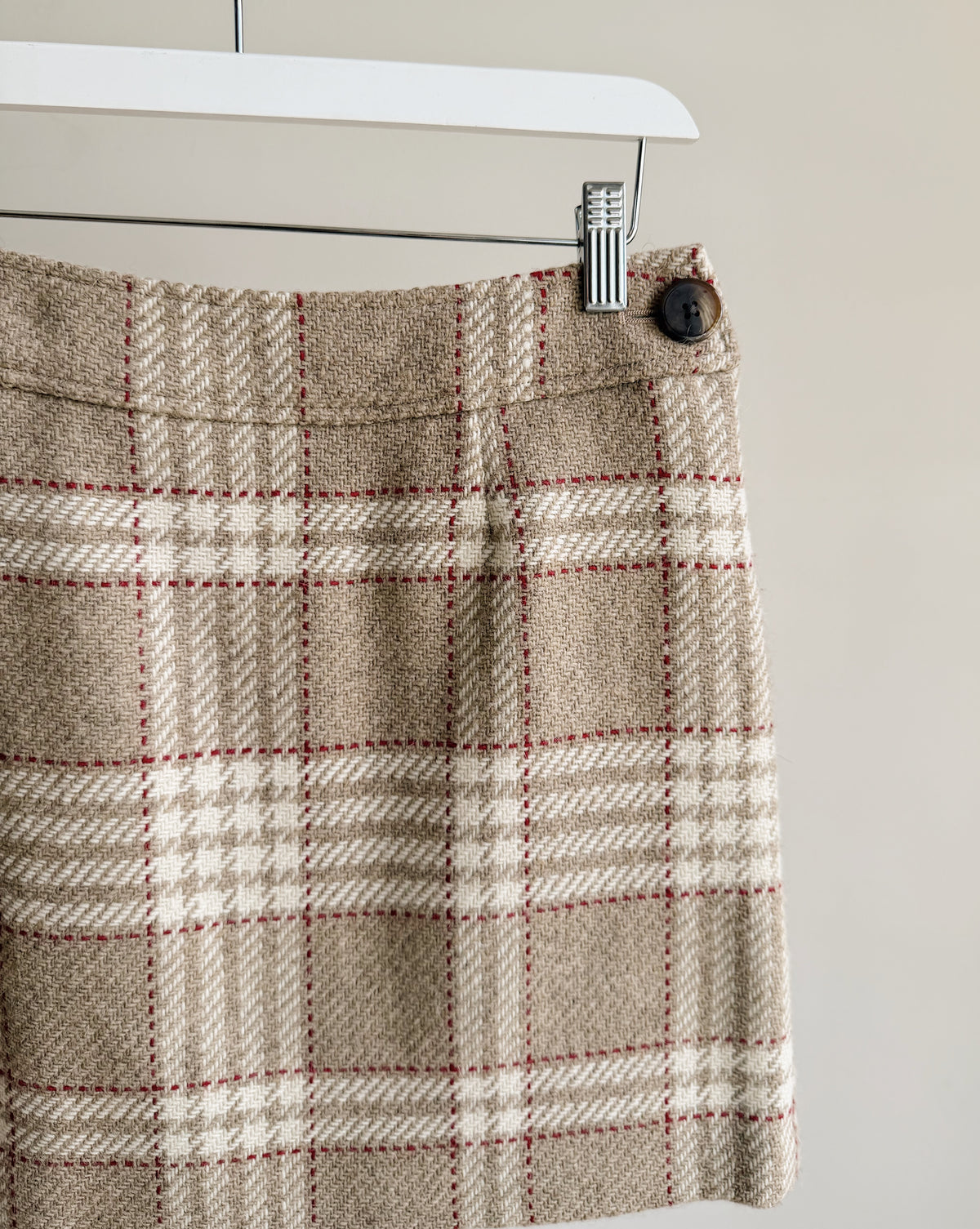 Taupe Plaid Wool Mini Skirt - Hey Jude