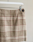 Taupe Plaid Wool Mini Skirt - Hey Jude