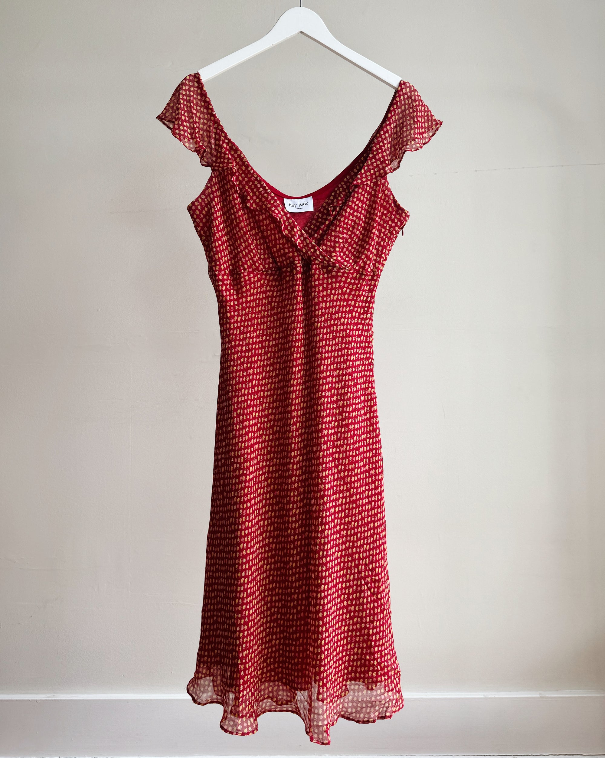 Paprika Floral Bias Cut Silk Dress