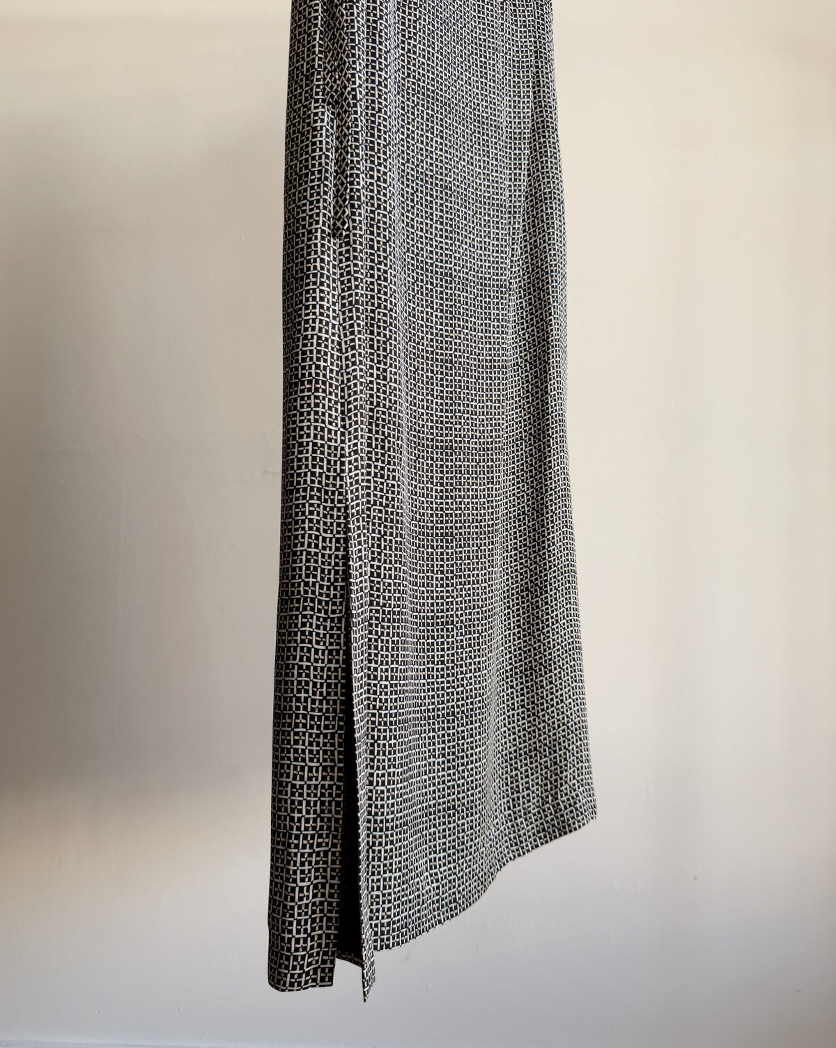 Geometric Print Silk Column Skirt