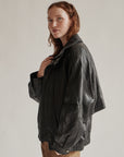 Onyx Oversized Leather Bomber Jacket - Hey Jude