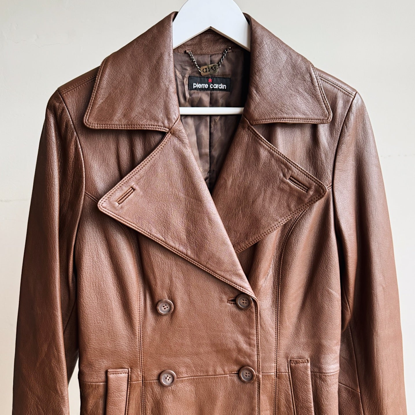 Milk Chocolate Leather Trench Coat
