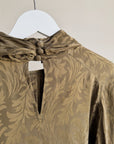 Olive Jacquard  Silk Blouse
