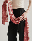 Burgundy Tie Dye Silk Long Scarf