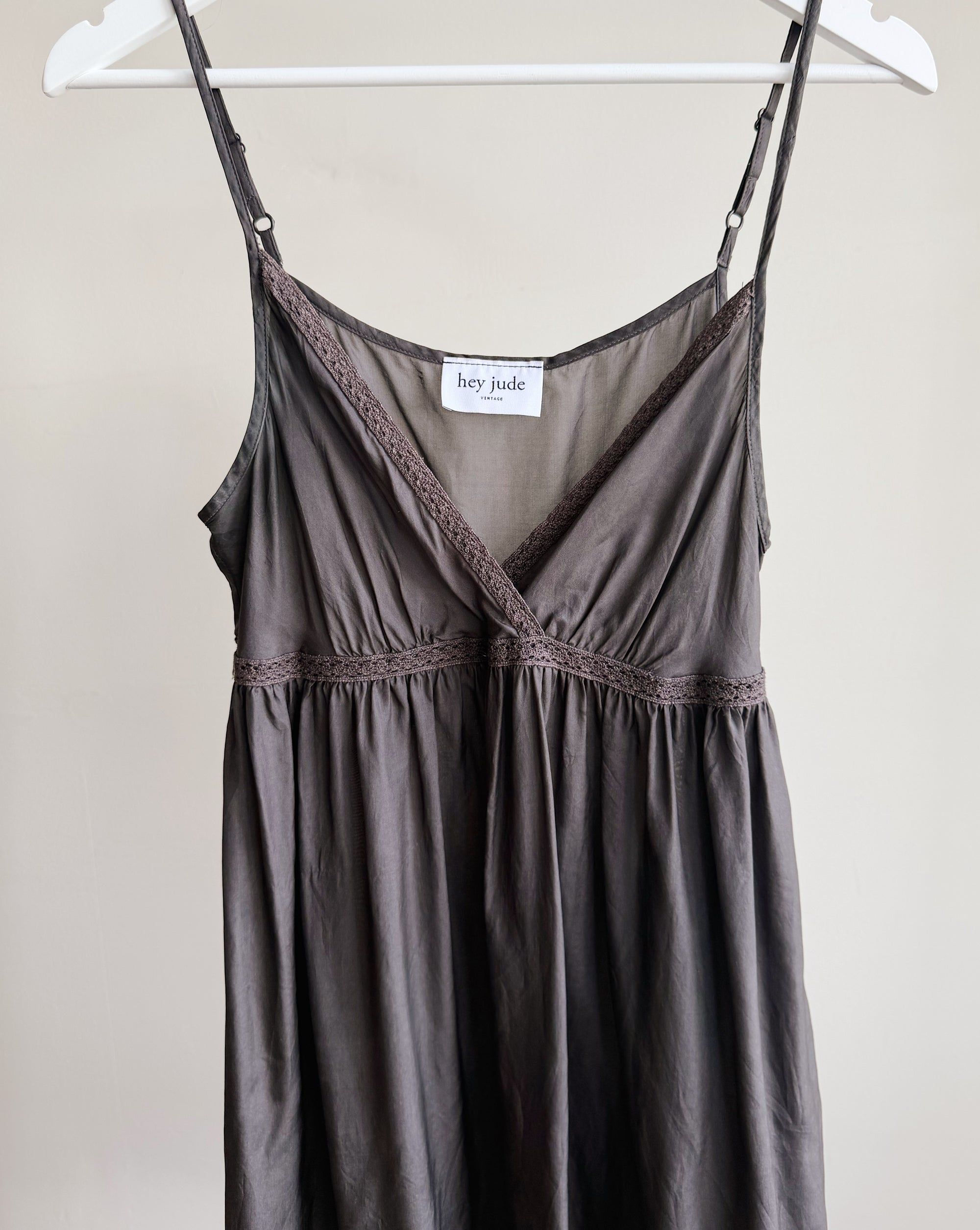 Charcoal Silk Slip Dress