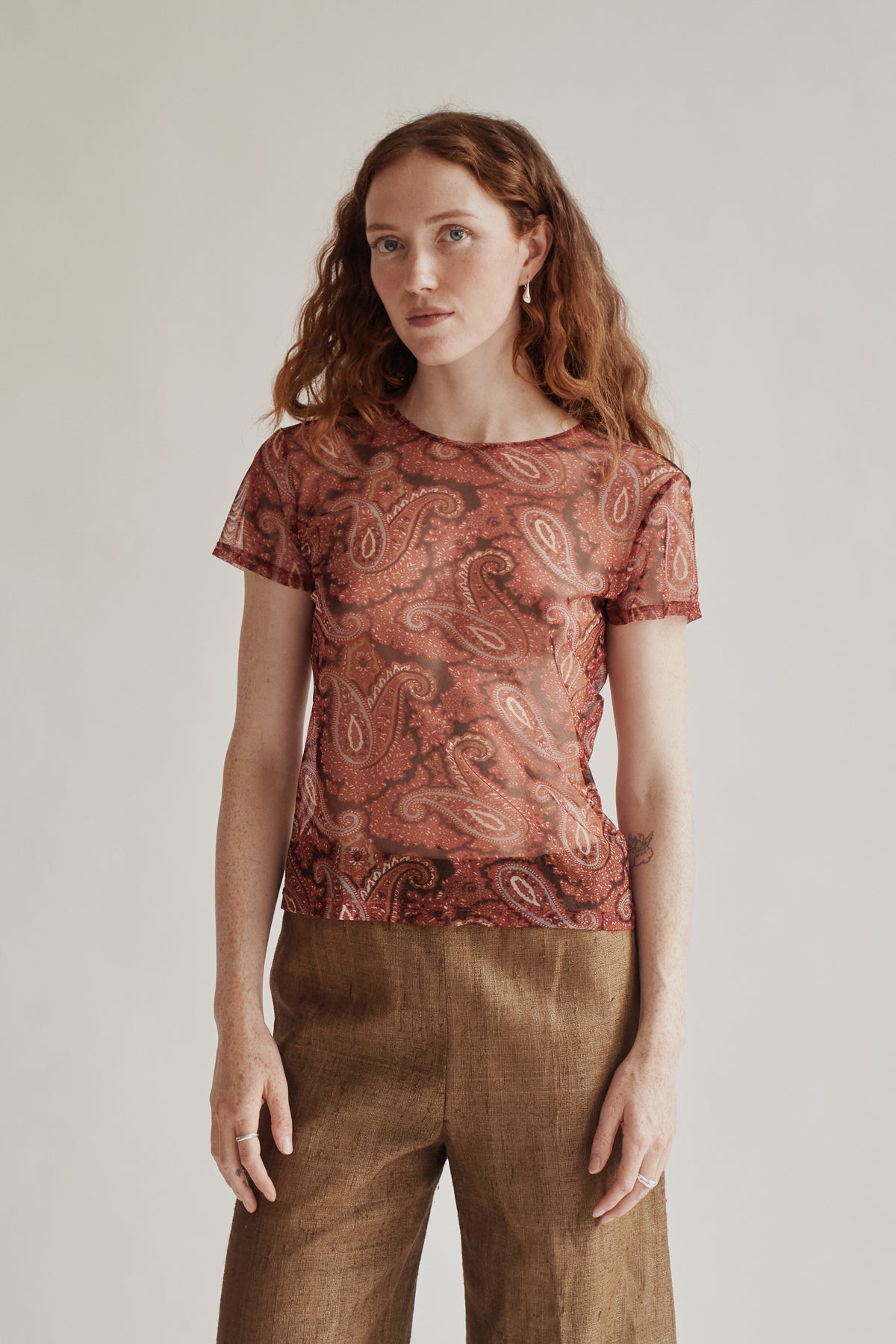 Red Sheer Paisley Tee