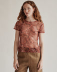 Red Sheer Paisley Tee