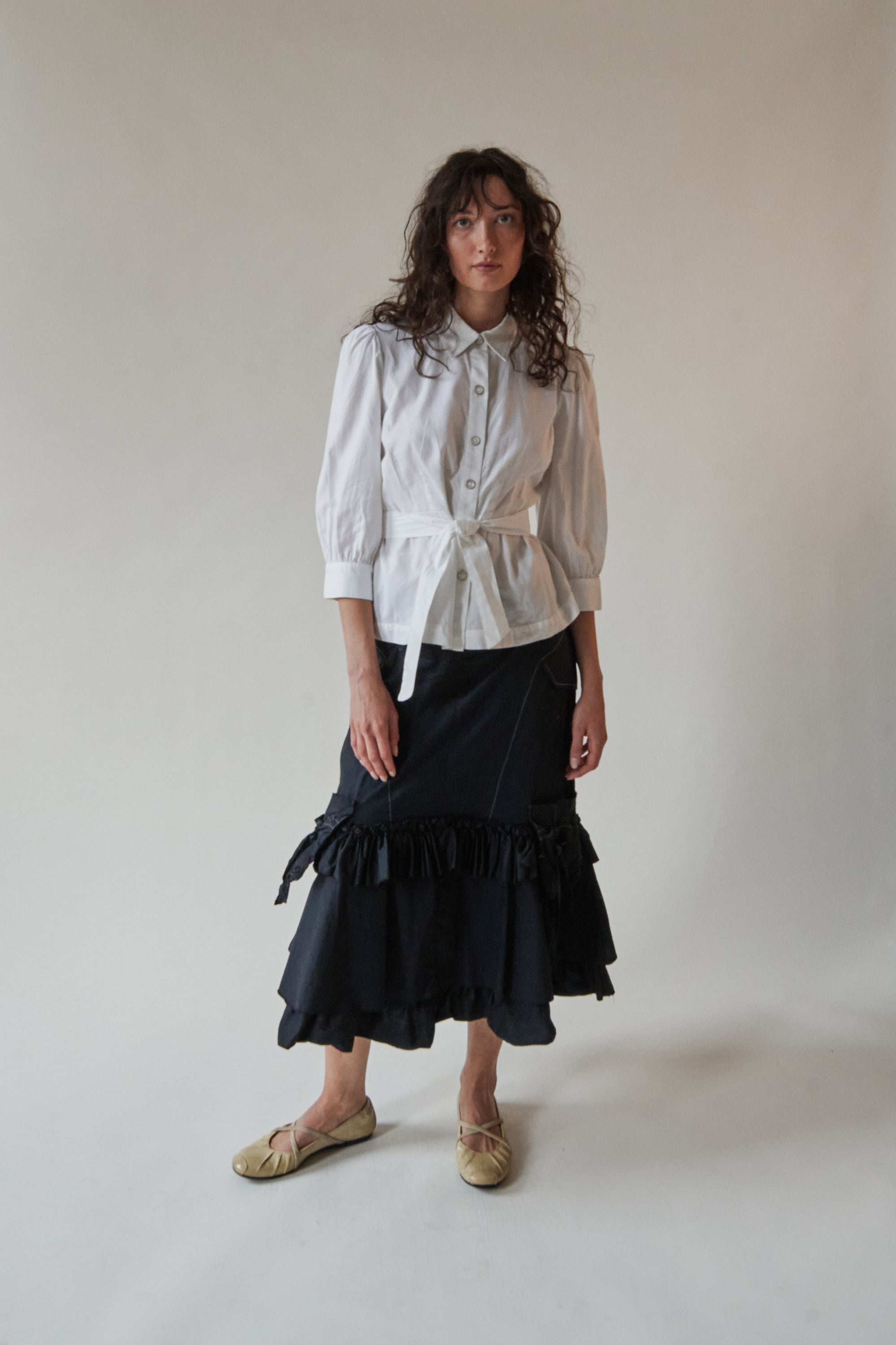 Milk Belted Cotton Blouse