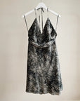 Gray Leopard Silk Halter Dress