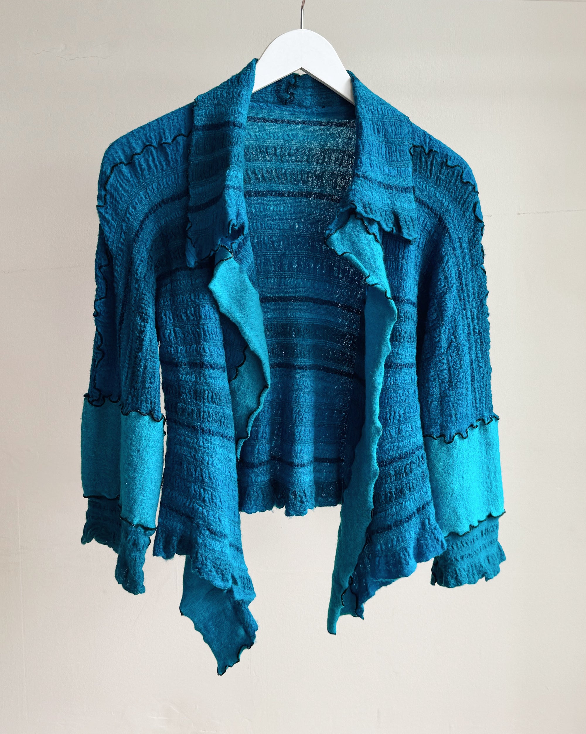 Lapis Patchwork Felted Knit Cardigan - Hey Jude