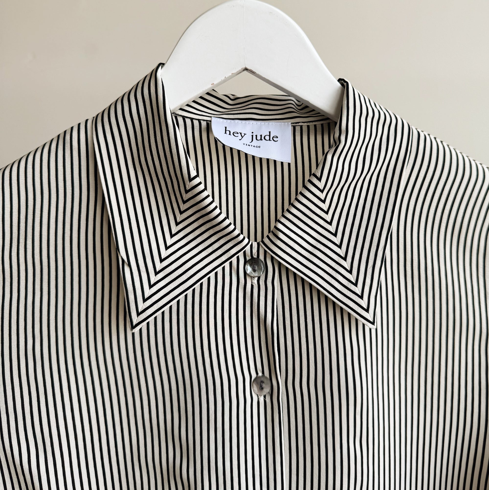 Monochrome Pinstripe Silk Blouse