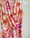 Pink Floral Draped Sleeveless Top