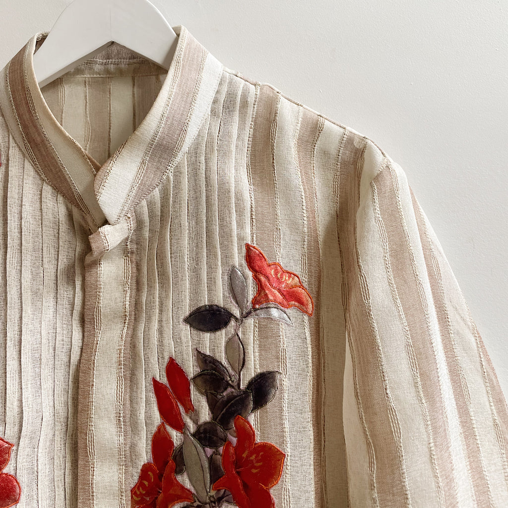 Gauzy Striped Embroidered Tunic