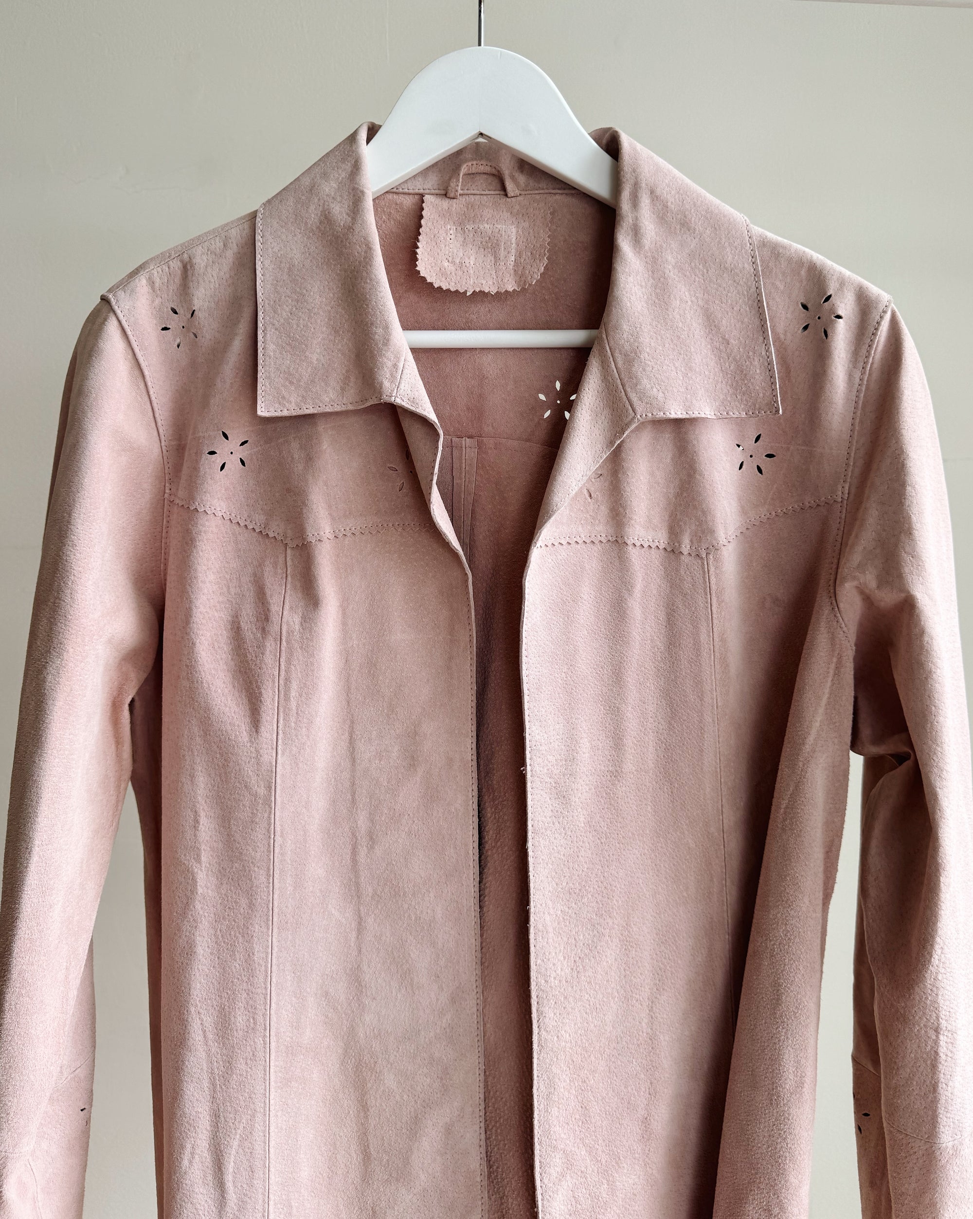 Pale Pink Suede Cutwork Jacket