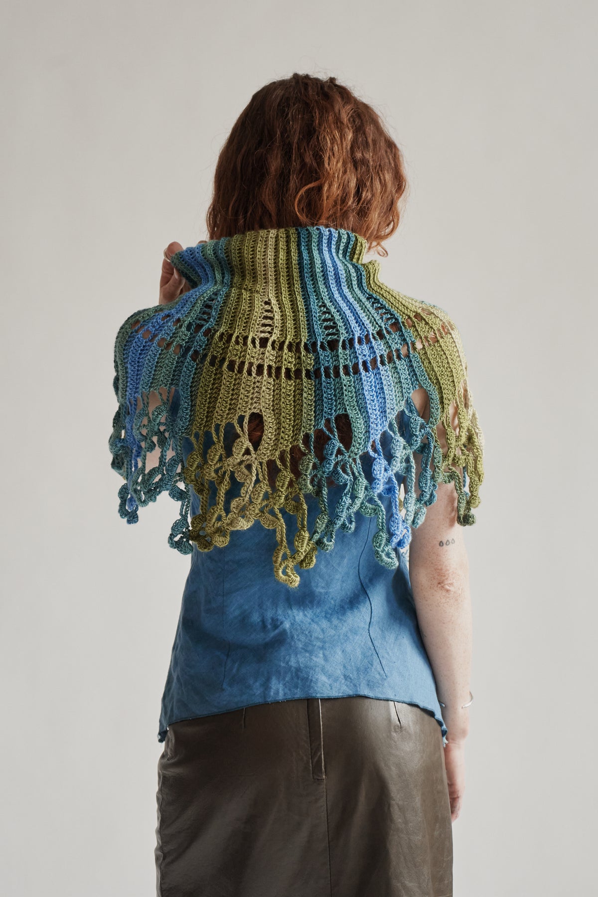 Blue Green Tonal Knit Caplet