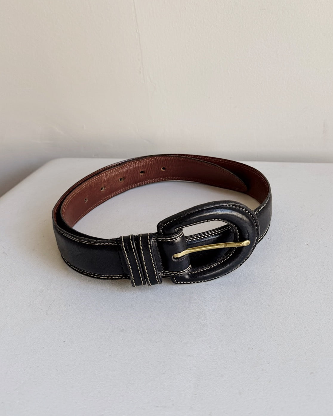 Coach Black Contrast Stitch Belt