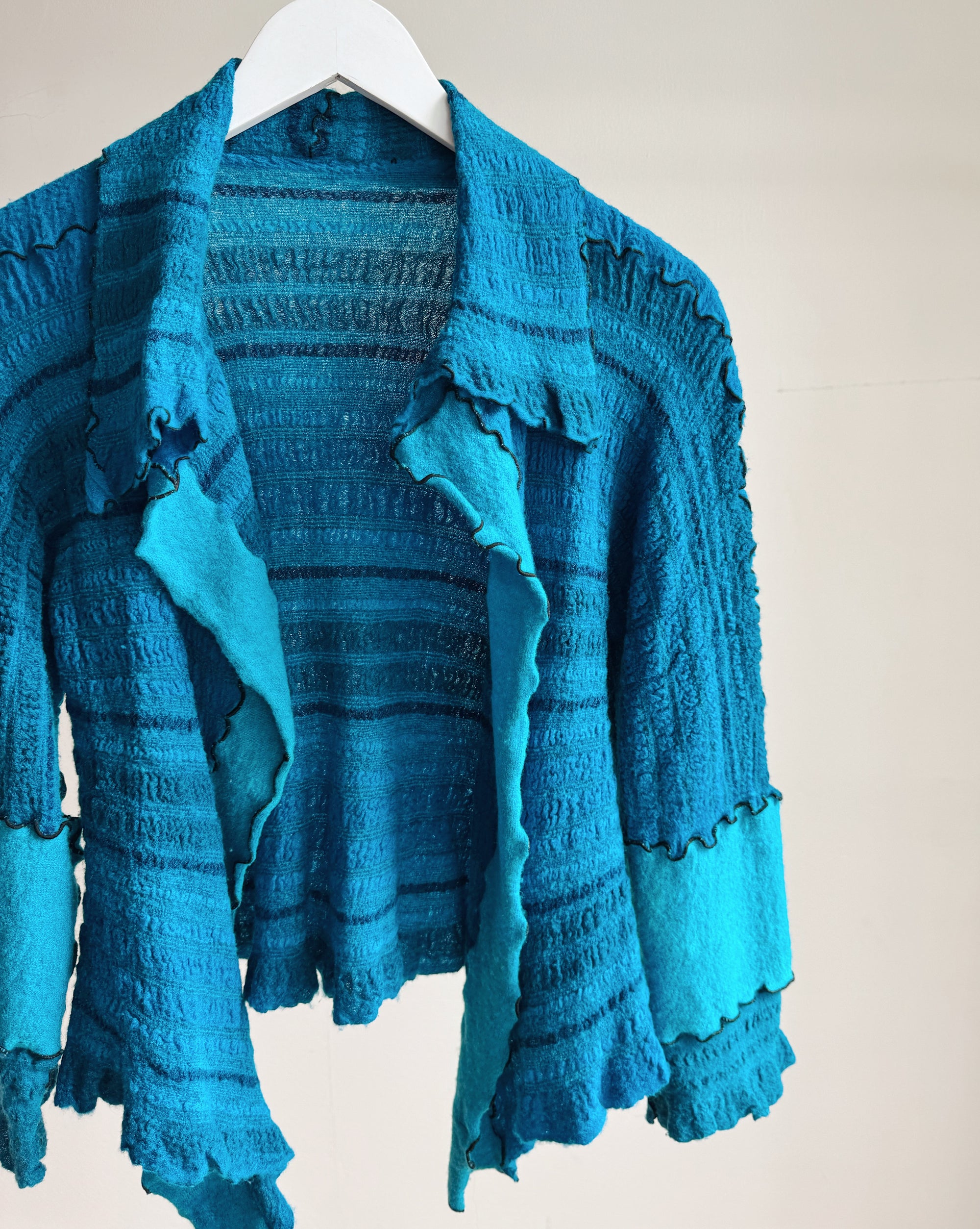 Lapis Patchwork Felted Knit Cardigan - Hey Jude