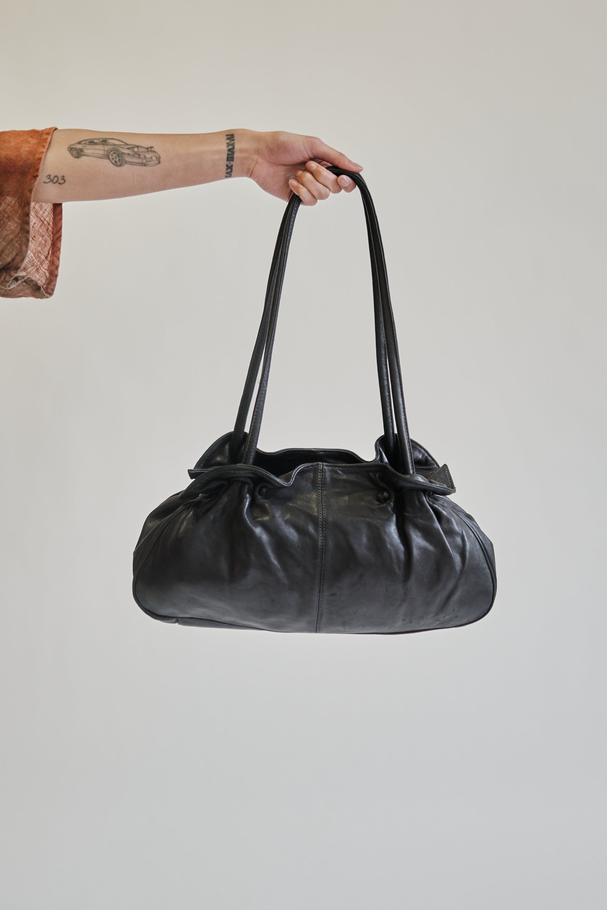 Ink Leather Dumpling Bag - Hey Jude