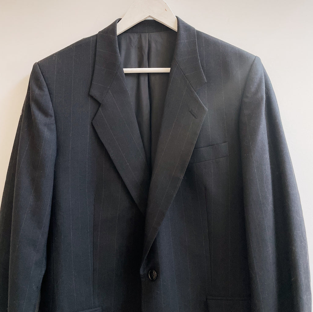 Midnight Pinstripe Wool Blazer