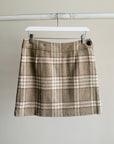 Taupe Plaid Wool Mini Skirt - Hey Jude