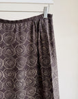 Brown Rose Motif Silk Wool Skirt