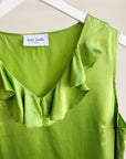 Moss Silk Ruffle Sleeveless Tank