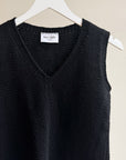 Black Hand Knit Wool Vest