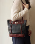 Black + Auburn Braided Leather Tote