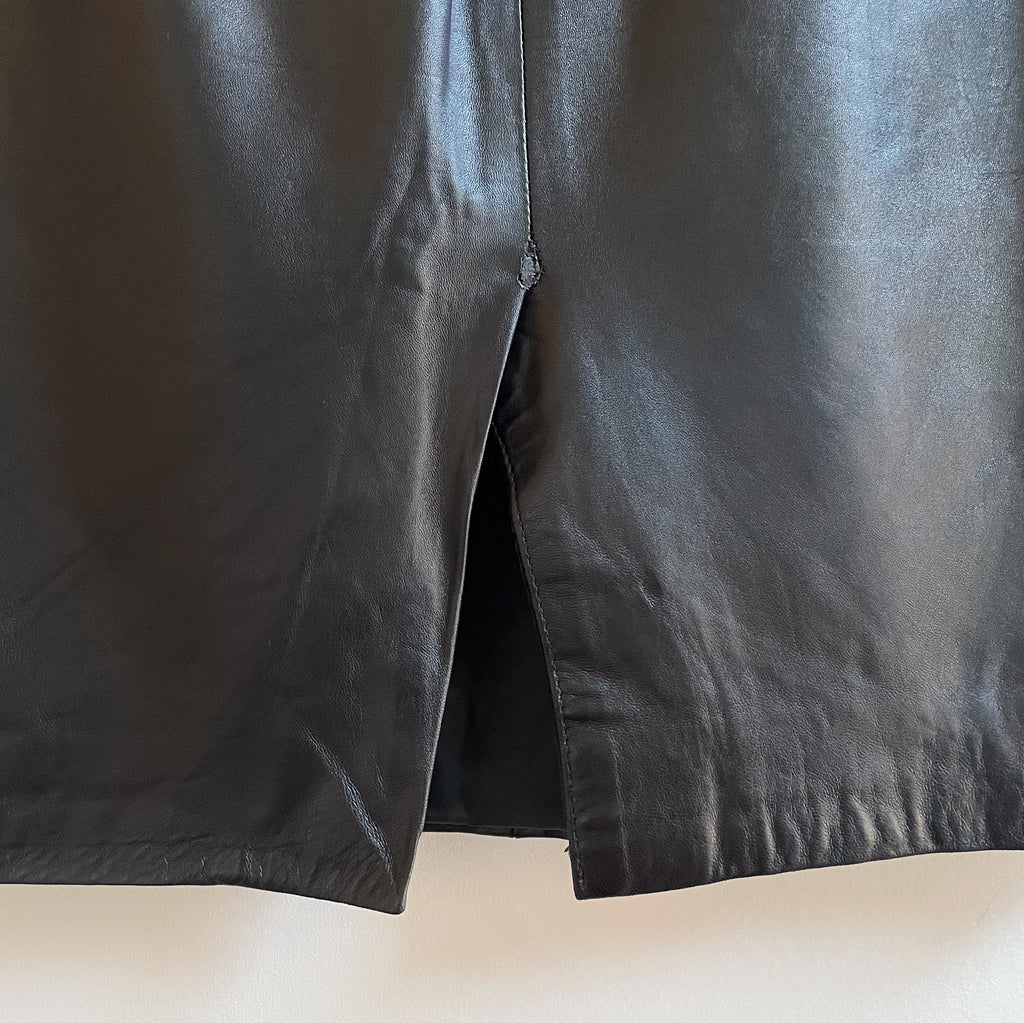 Tourmaline Soft Leather Midi Skirt