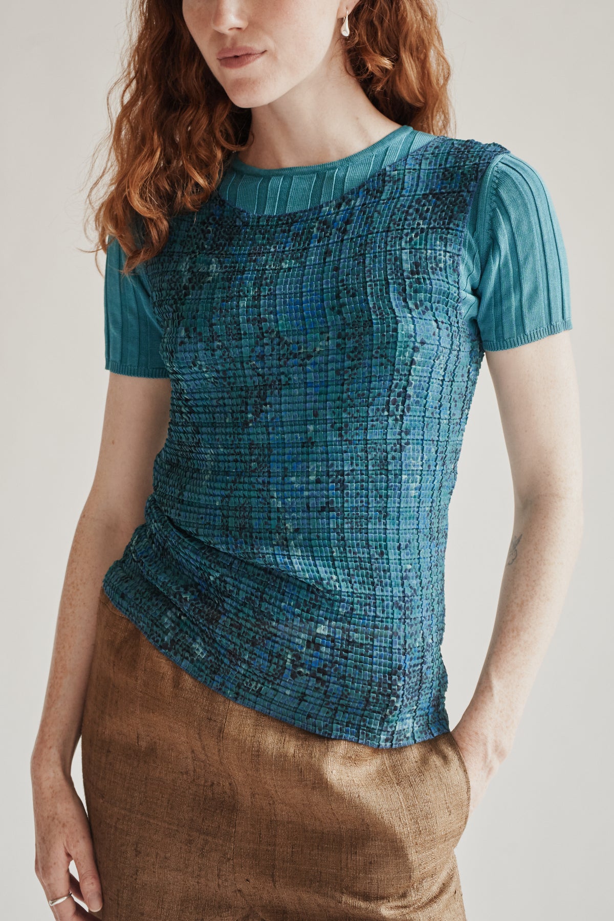 Ocean Textured Pleat Top - Hey Jude