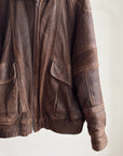 Hickory Textured Leather Bomber Jacket
