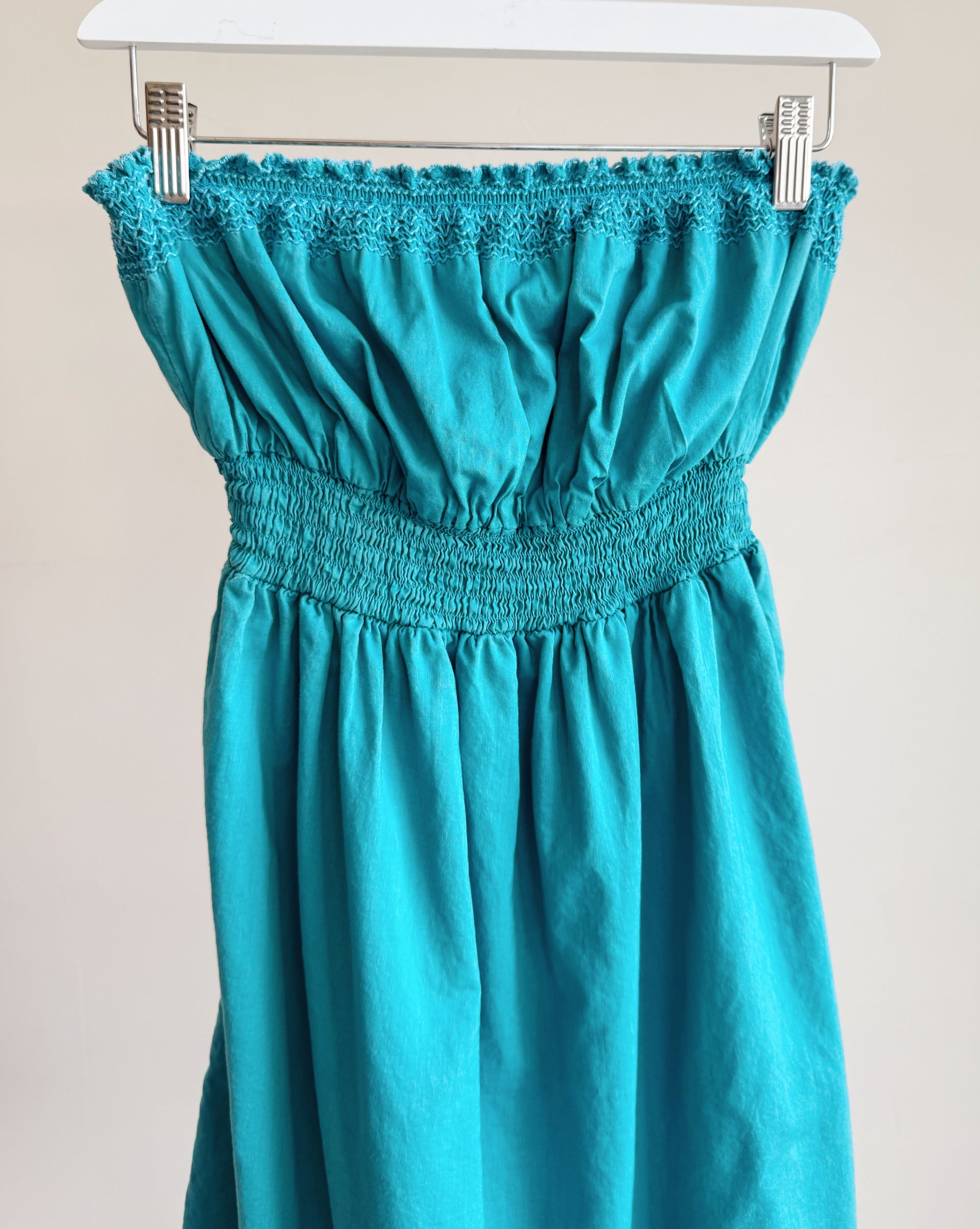 Teal Y2K Smocked Cotton Dress
