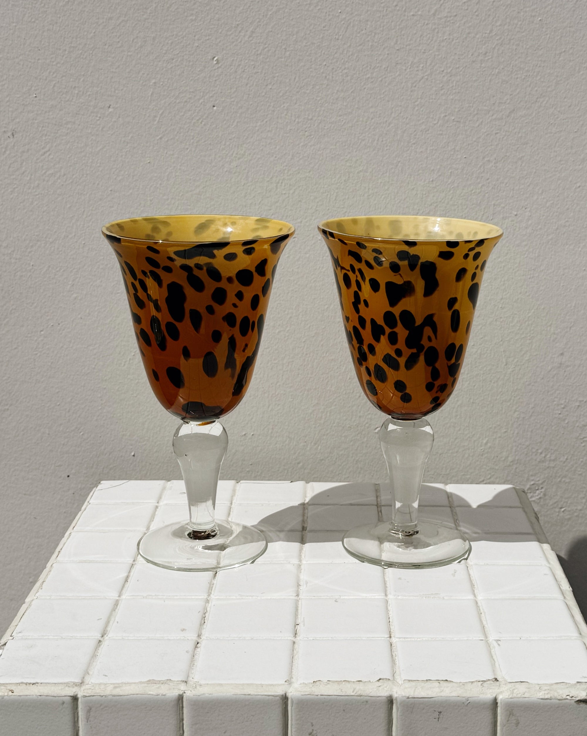 Leopard  Blown Glass Goblets - Hey Jude