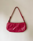 Fuchsia Pleated Leather Shoulder Bag