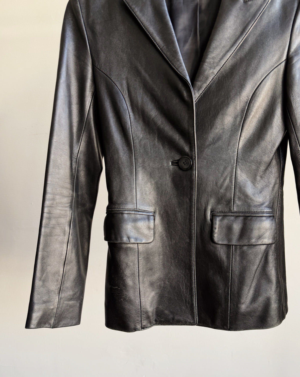 Raven Leather Blazer Jacket
