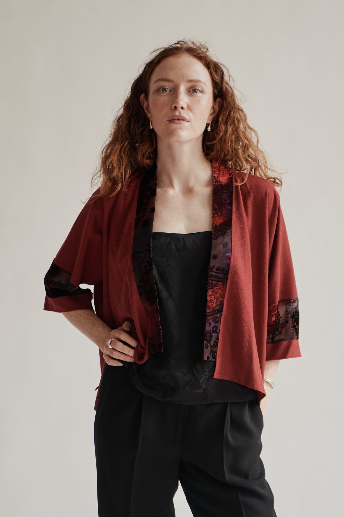 Crimson Raw Silk Robe