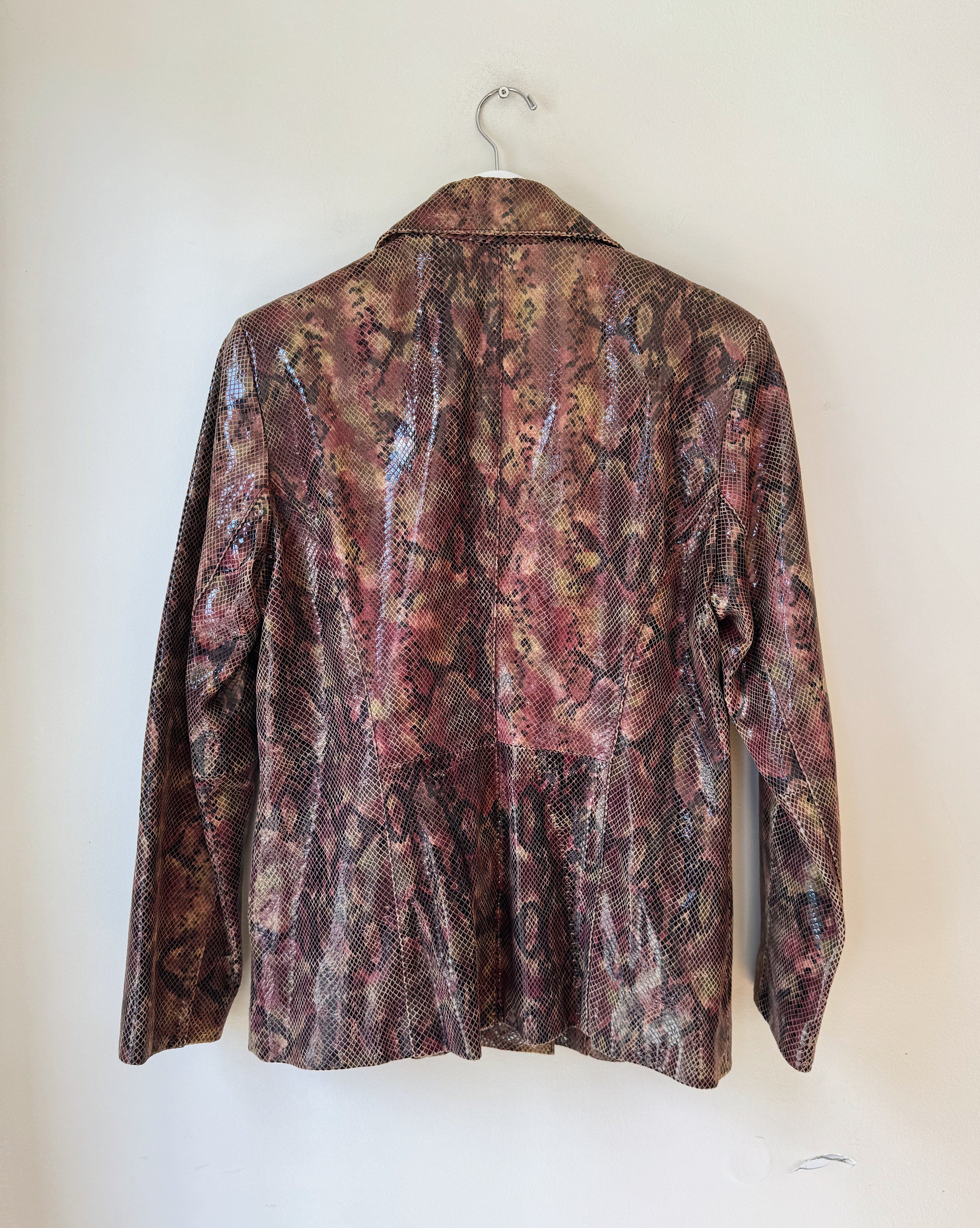 Abstract Snakeskin Leather Blazer