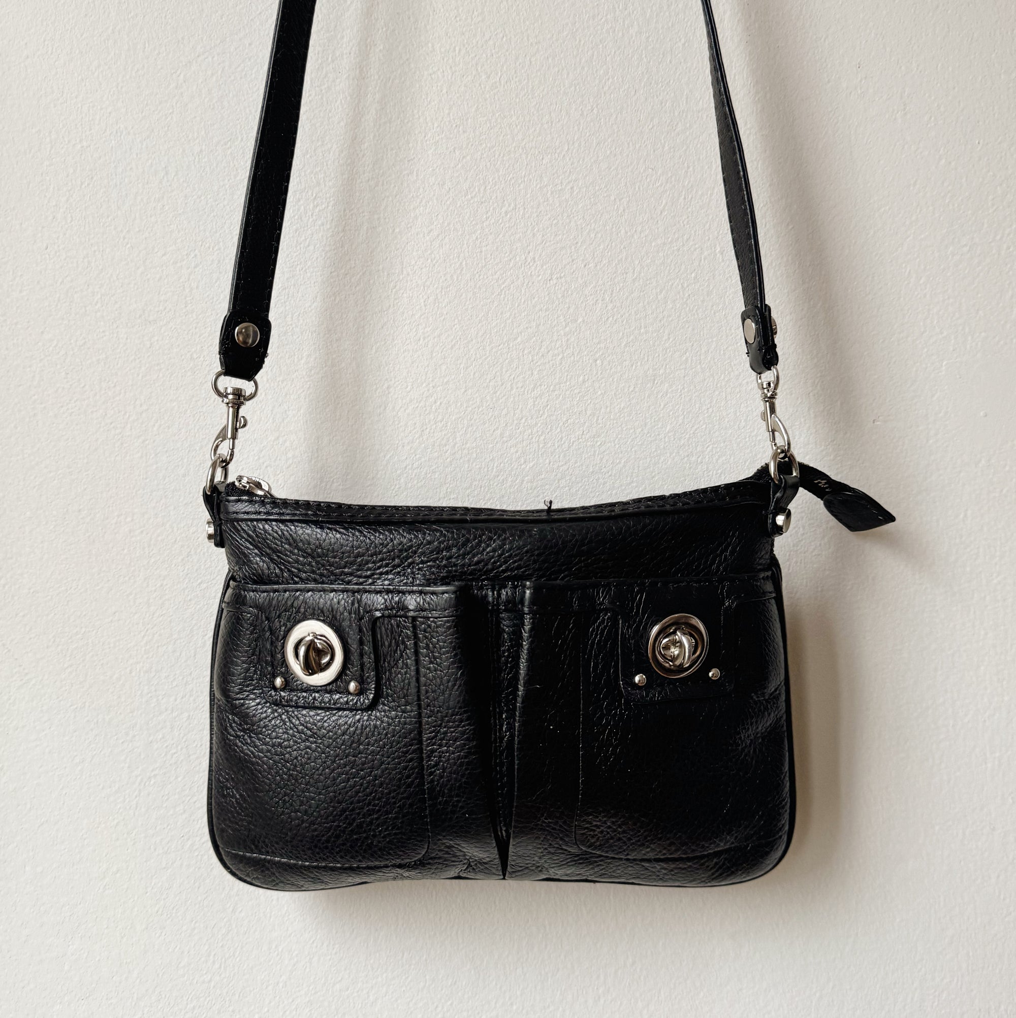 Carbon Leather Mini Crossbody Bag - Hey Jude